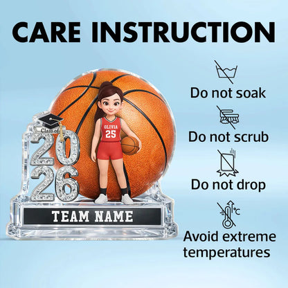 Personalized Basketball Graduation Shaped Acrylic Block Plaque, Class of Keepsake, Unique Gift for Senior Athletes