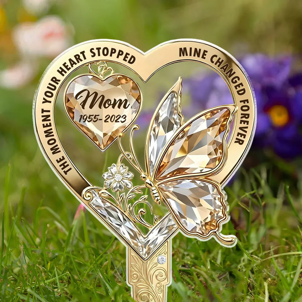 Custom Acrylic Garden Stake with Heart Quote and Butterfly - Unique Remembrance Gift That Keeps Love Close
