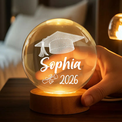 Personalized Globe Lamp With Graduation Cap Illusion Night Light, Unique Graduation Gift Keepsake