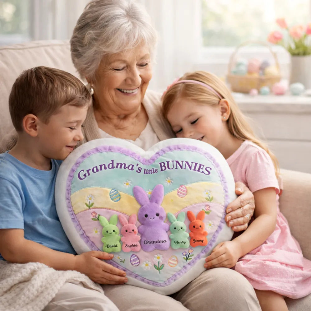 Personalized Shaped Pillow, Grandma's Little Bunnies Easter Decor, Heartwarming Unique Gift for Grandma