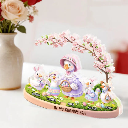 Personalized Shaped Acrylic Block Plaque In My Granny Era Cute Easter Duck Family Shelf Decor, Unique Gift for Grandma