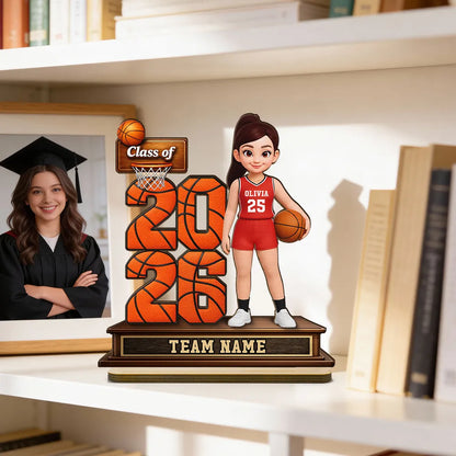 Custom Basketball Senior Keepsake 2-Layer Wooden Plaque, Heartwarming Graduation Gift for Son or Daughter's Big Moment