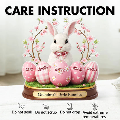 Grandma's Little Bunnies Shaped Acrylic Block Plaque, Personalized Easter Shelf Decor - Heartwarming Gift for Grandma