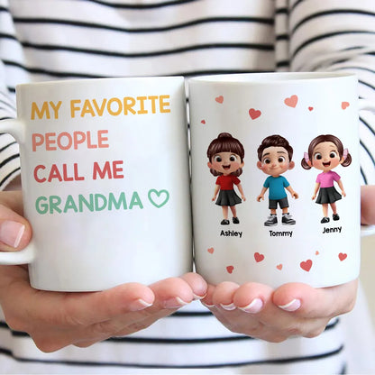 Personalized Ceramic Mug 'My Favorite People Call Me Grandma' Cute Kids Design Unique Gift for Grandma
