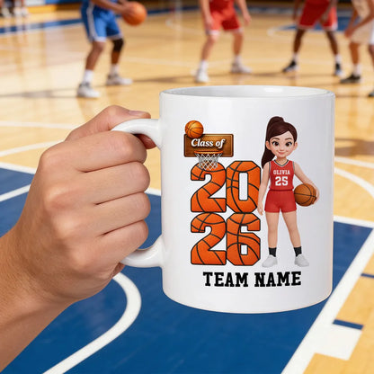 Class of Basketball Two-Tone Mug, Personalized Team Spirit Design - Daily Coffee Keepsake Gift For Son Or Daughter