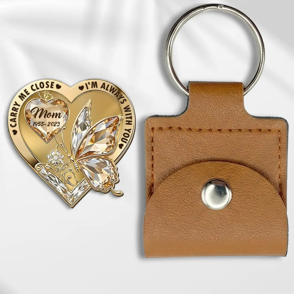 Wooden Pocket Hug for Loss of Mom - Heart Butterfly Memorial Keychain Keepsake, I'm Always With You Sympathy Gift