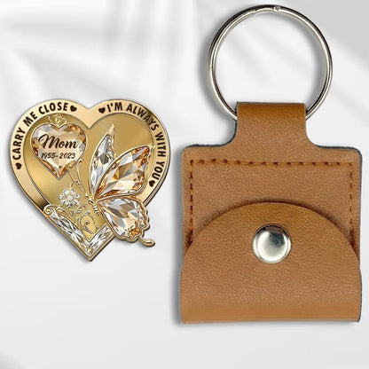 Wooden Pocket Hug for Loss of Mom - Heart Butterfly Memorial Keychain Keepsake, I'm Always With You Sympathy Gift