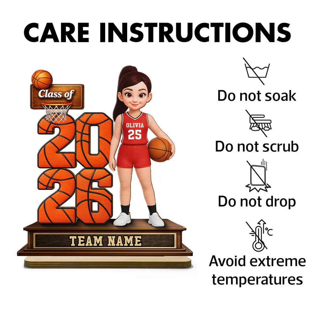 Custom Basketball Senior Keepsake 2-Layer Wooden Plaque, Heartwarming Graduation Gift for Son or Daughter's Big Moment