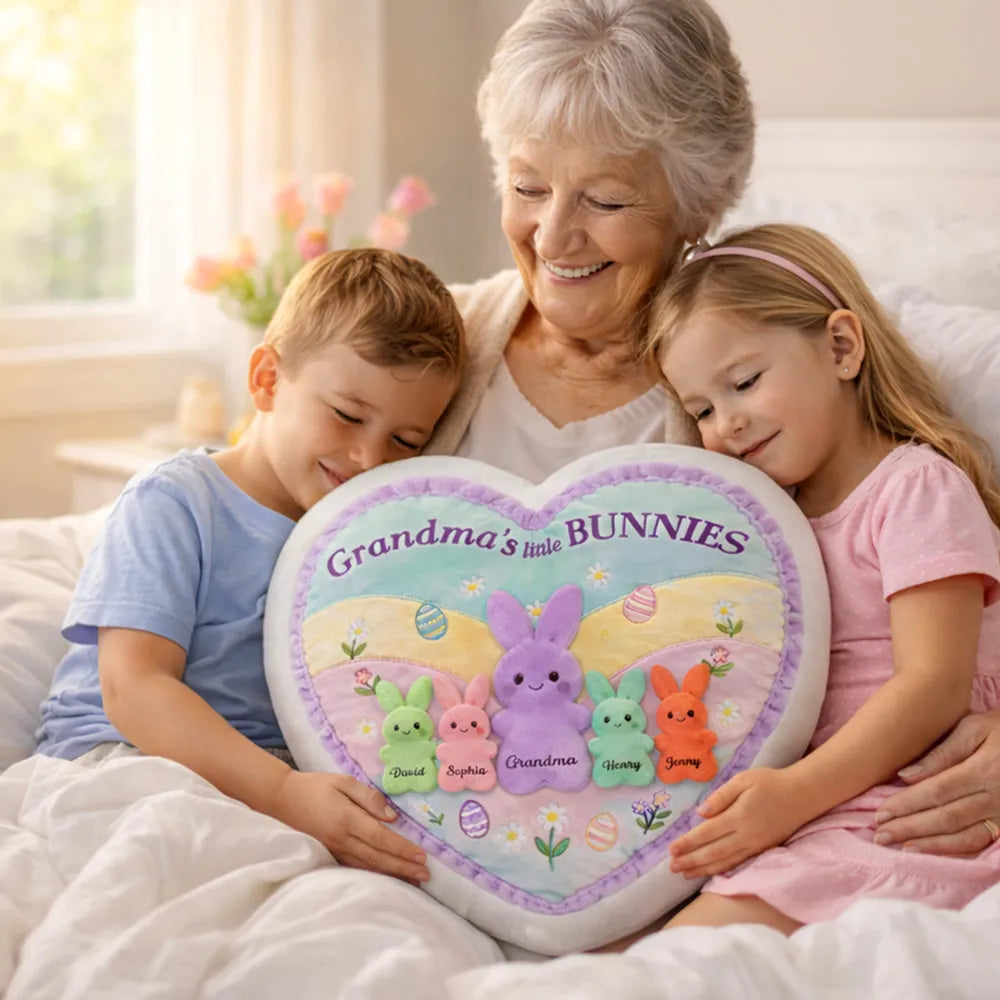 Personalized Shaped Pillow, Grandma's Little Bunnies Easter Decor, Heartwarming Unique Gift for Grandma