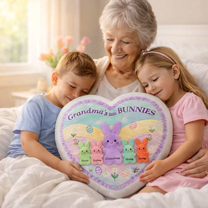 Personalized Shaped Pillow, Grandma's Little Bunnies Easter Decor, Heartwarming Unique Gift for Grandma