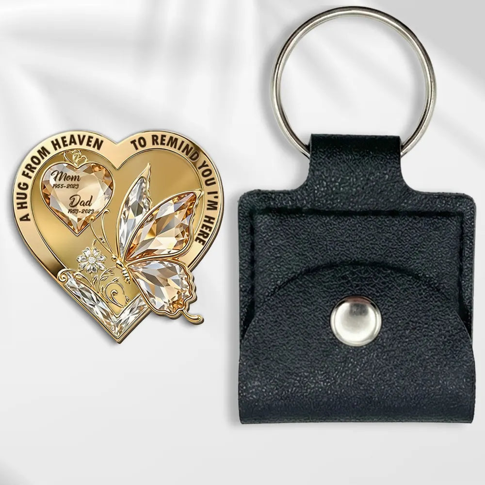 Wooden Pocket Hug for Loss of Mom - Heart Butterfly Memorial Keychain Keepsake, I'm Always With You Sympathy Gift