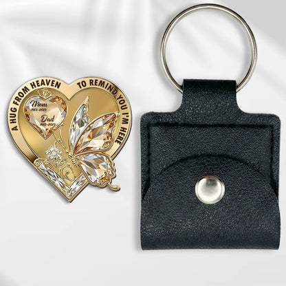 Wooden Pocket Hug for Loss of Mom - Heart Butterfly Memorial Keychain Keepsake, I'm Always With You Sympathy Gift