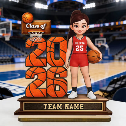 Custom Basketball Senior Keepsake 2-Layer Wooden Plaque, Heartwarming Graduation Gift for Son or Daughter's Big Moment