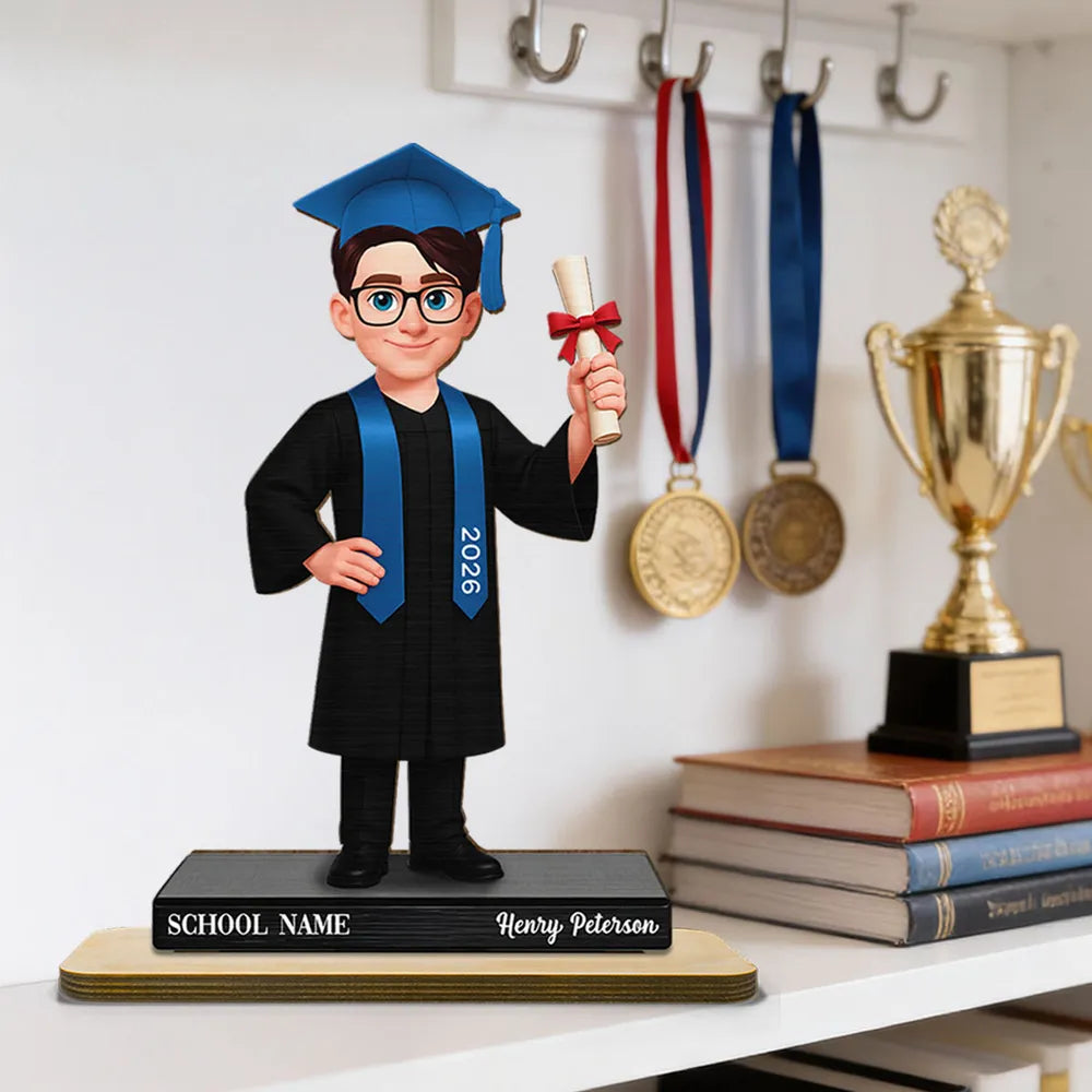 Congrats Graduates Personalized 2-Layer Wooden Plaque Keepsake, Heartfelt Graduation Gift for Son, Daughter, or Best Friend
