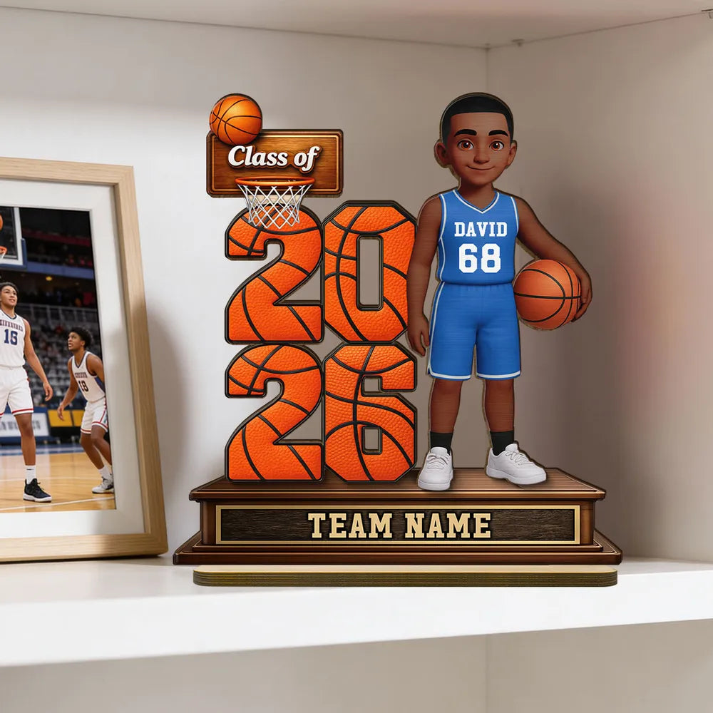 Custom Basketball Senior Keepsake 2-Layer Wooden Plaque, Heartwarming Graduation Gift for Son or Daughter's Big Moment
