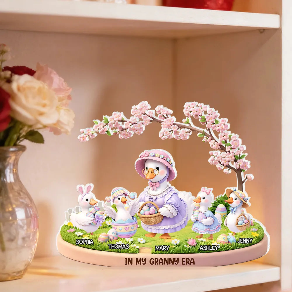 Personalized Shaped Acrylic Block Plaque In My Granny Era Cute Easter Duck Family Shelf Decor, Unique Gift for Grandma