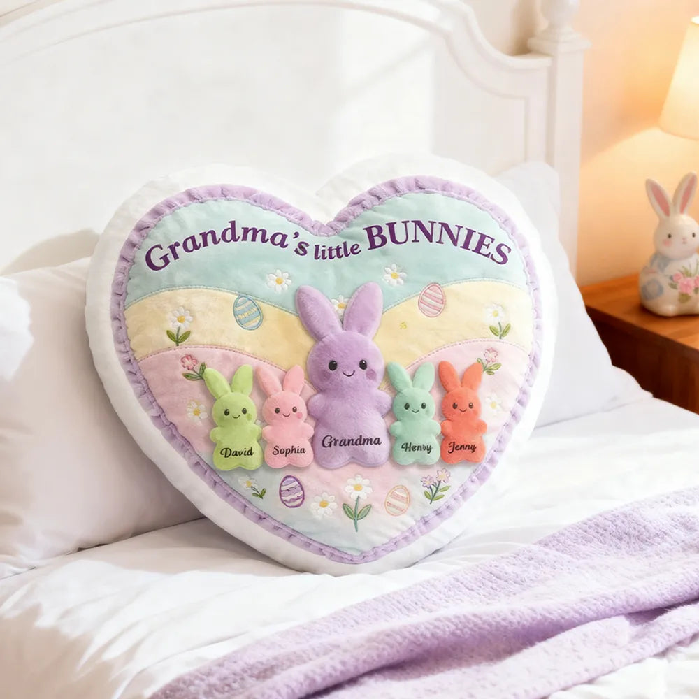 Personalized Shaped Pillow, Grandma's Little Bunnies Easter Decor, Heartwarming Unique Gift for Grandma