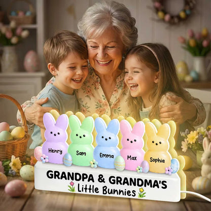 Personalized Easter Bunny Acrylic Light Box, Grandpa & Grandma's Little Bunnies Cute Night Light, Unique Gift for Grandparents