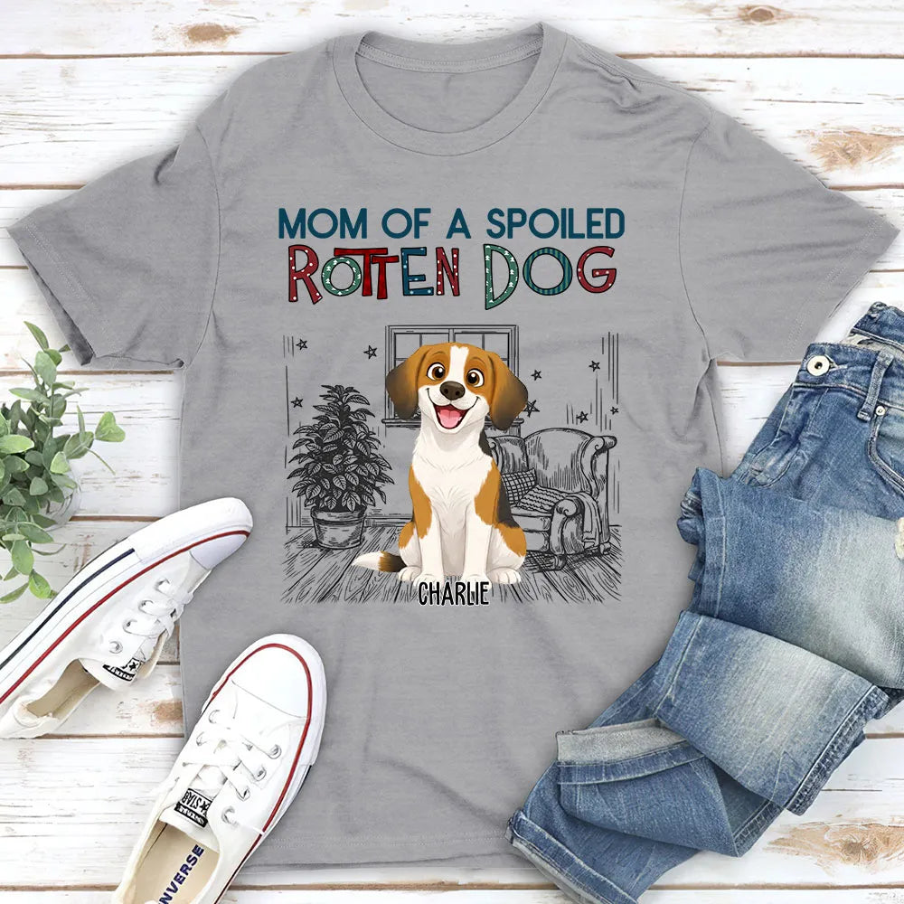 Spoiled Rotten Dog Classic Tee, Storybook Sitting Pup Shirt for Dog Moms, Creative Gift for Everyday Wear