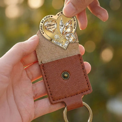 Wooden Pocket Hug for Loss of Mom - Heart Butterfly Memorial Keychain Keepsake, I'm Always With You Sympathy Gift