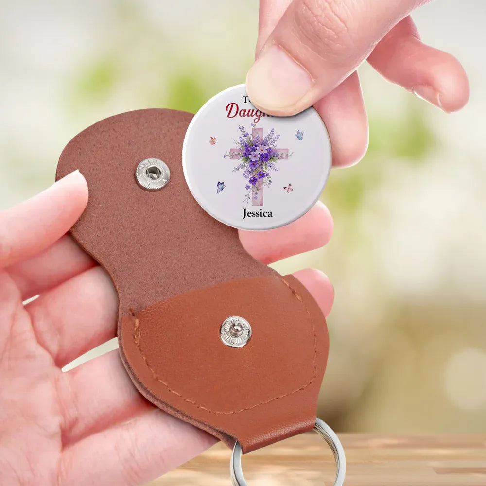 Personalized Pocket Hug for Daughter, Floral Cross Keepsake Token, Unique Christian Gift for Her, Everyday Comfort
