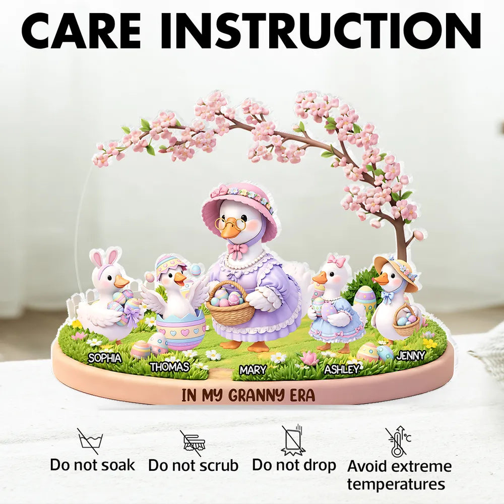 Personalized Shaped Acrylic Block Plaque In My Granny Era Cute Easter Duck Family Shelf Decor, Unique Gift for Grandma