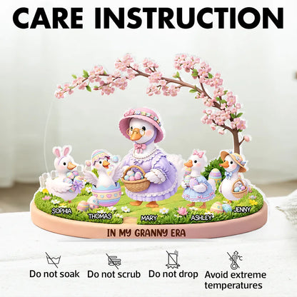 Personalized Shaped Acrylic Block Plaque In My Granny Era Cute Easter Duck Family Shelf Decor, Unique Gift for Grandma