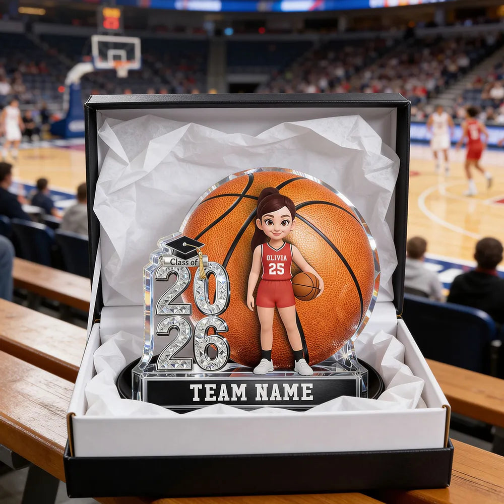 Personalized Basketball Graduation Shaped Acrylic Block Plaque, Class of Keepsake, Unique Gift for Senior Athletes