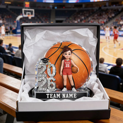 Personalized Basketball Graduation Shaped Acrylic Block Plaque, Class of Keepsake, Unique Gift for Senior Athletes