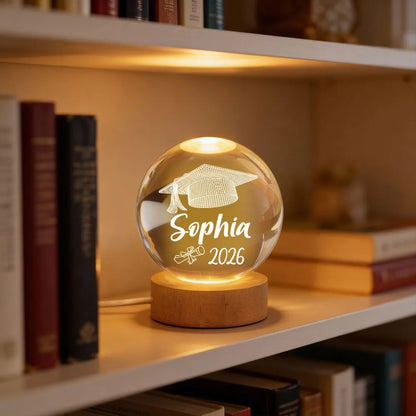 Personalized Globe Lamp With Graduation Cap Illusion Night Light, Unique Graduation Gift Keepsake