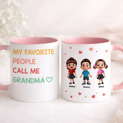 Personalized Ceramic Mug 'My Favorite People Call Me Grandma' Cute Kids Design Unique Gift for Grandma