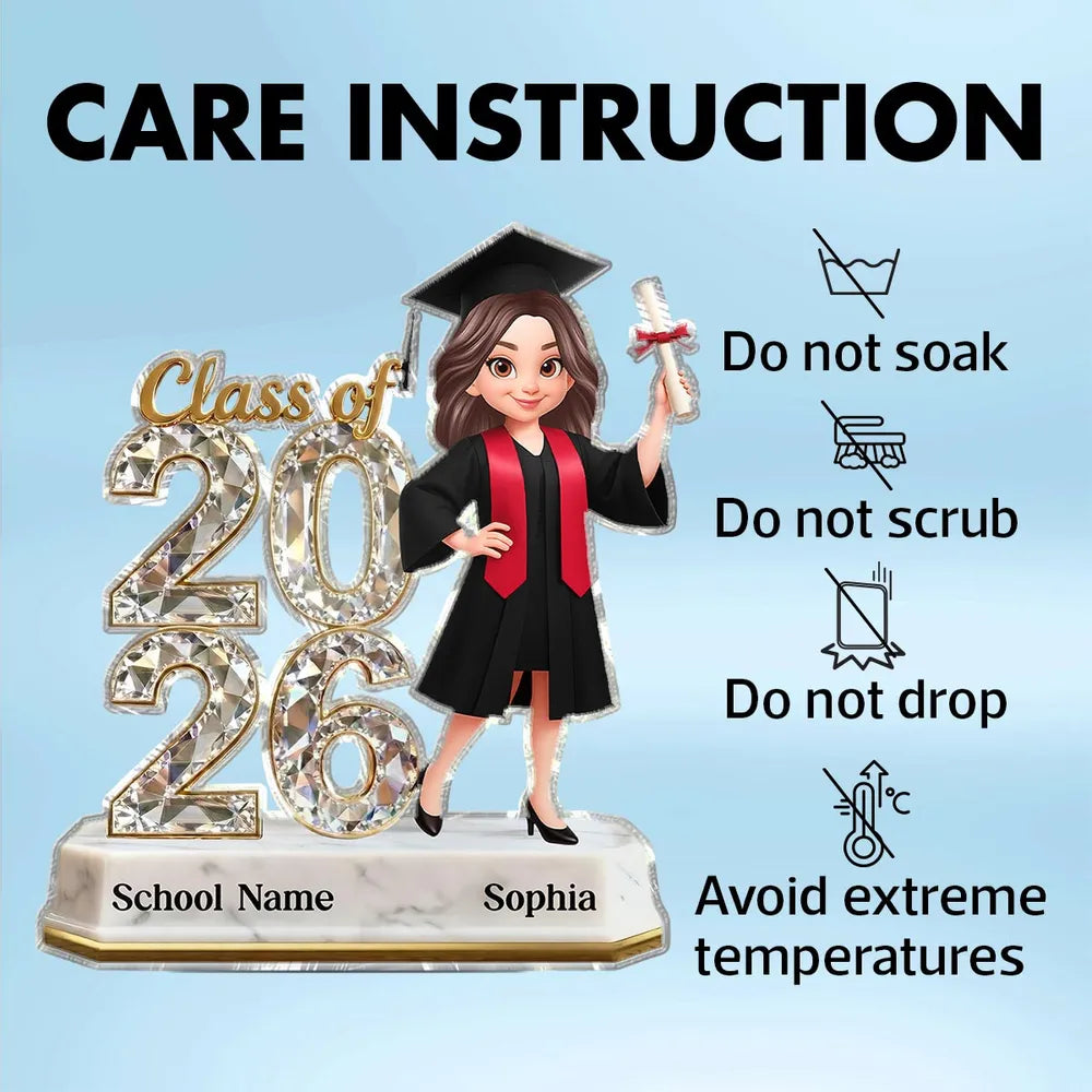 Shaped Acrylic Block Plaque Graduation Decor, Cute Cartoon Grad Holdin ...