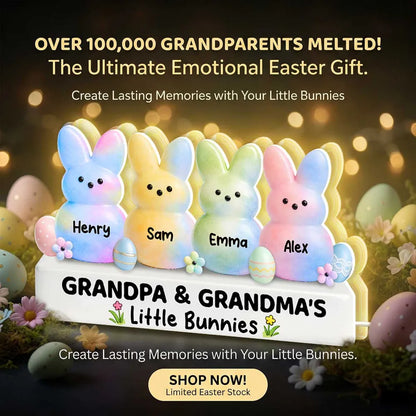 Personalized Easter Bunny Acrylic Light Box, Grandpa & Grandma's Little Bunnies Cute Night Light, Unique Gift for Grandparents