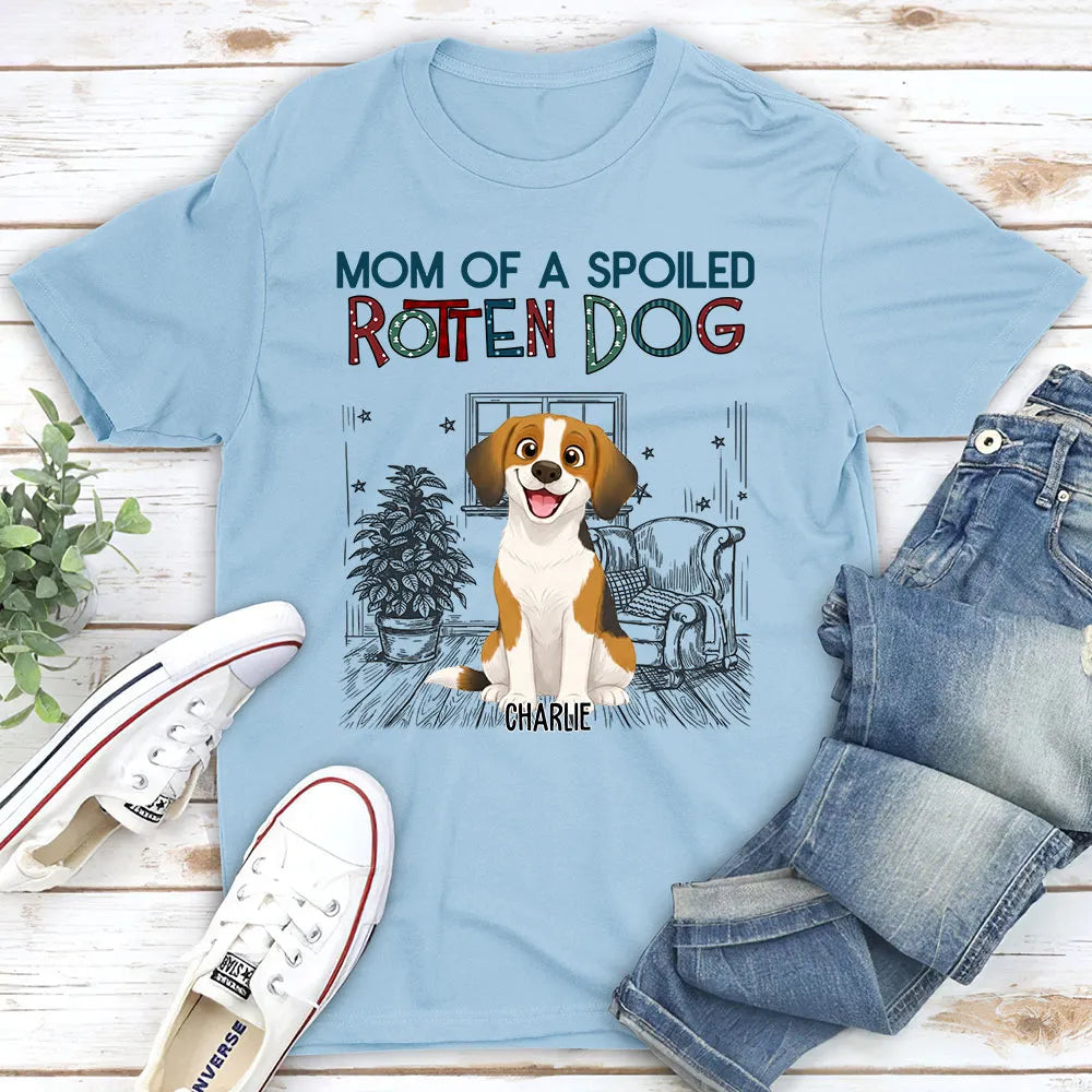 Spoiled Rotten Dog Classic Tee, Storybook Sitting Pup Shirt for Dog Moms, Creative Gift for Everyday Wear