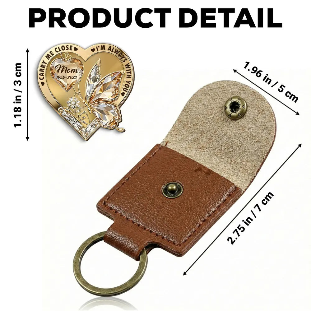 Wooden Pocket Hug for Loss of Mom - Heart Butterfly Memorial Keychain Keepsake, I'm Always With You Sympathy Gift