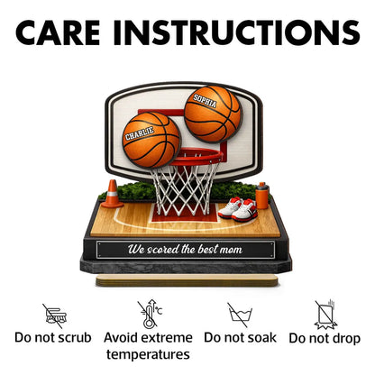 Personalized 2-Layer Wooden Plaque Basketball Hoop Scene for Mom, We Scored the Best Mom, Unique Sports Mom Gift