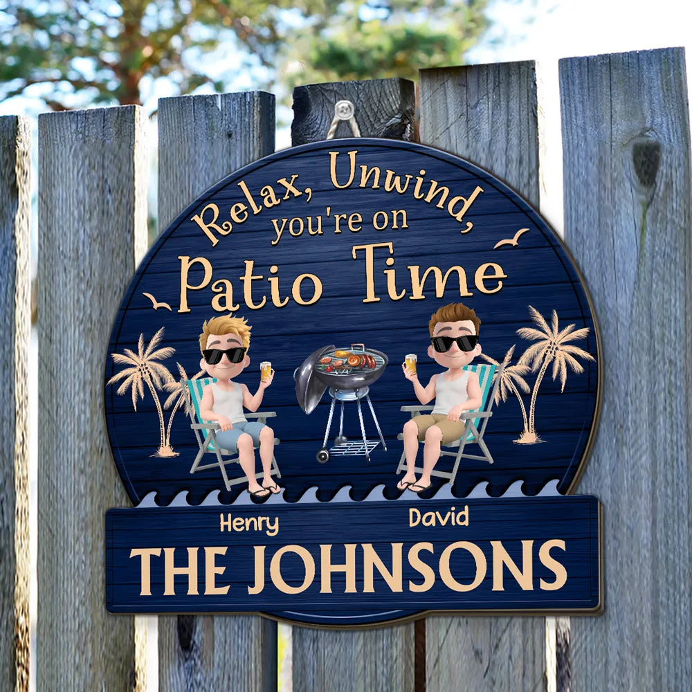 Relax, Unwind Patio Time Wooden Sign, Custom Tropical Grill Decor, Creative Gift for Homeowners