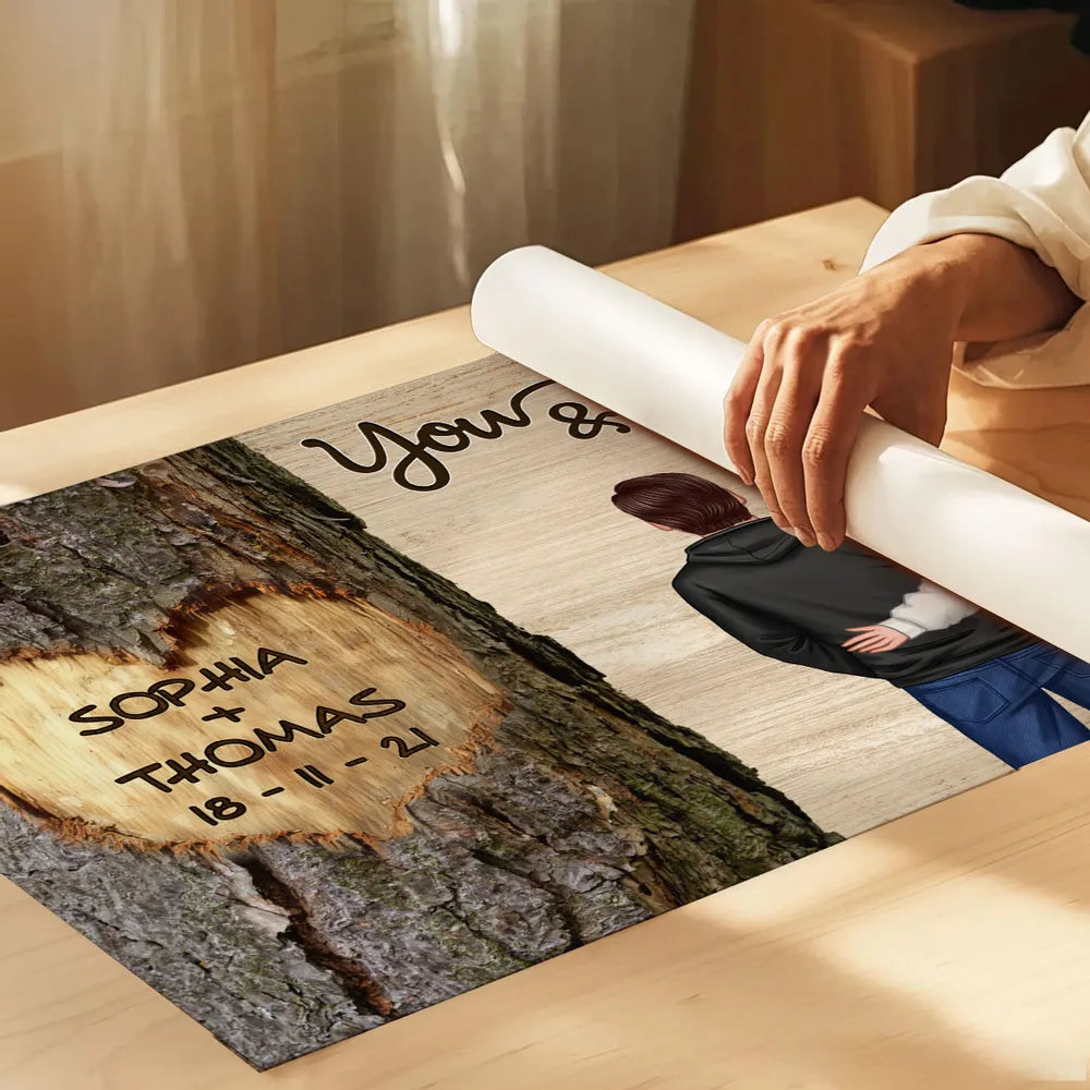 Personalized Couple Back View Poster, You & Me We Got This Tree Heart Wall Art, Unique Romantic Gift for Him or Her