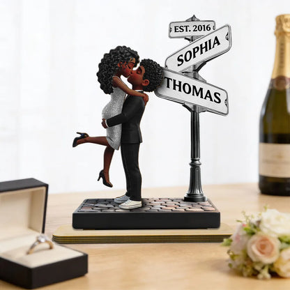 Eternal Love Personalized 2-Layer Wooden Plaque With Hugging Kissing Couple, Sweet Keepsake Gift For Him or Her