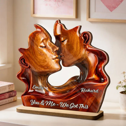 You & Me We Got This Personalized 2-Layer Wooden Plaque, Romantic Couple Keepsake for Anniversary or Valentine's Day Gift