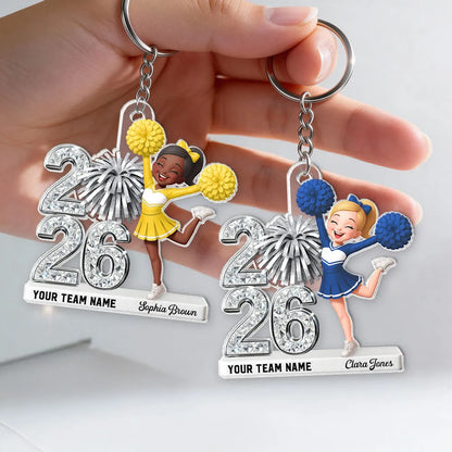 Personalized Cheerleader Acrylic Keychain With Custom Team Name For Everyday Bags, A Cute Unique Gift For Her