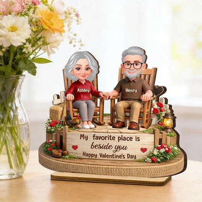 My Favorite Place Is Beside You Personalized 2-Layer Wooden Plaque, Sweet Couple Keepsake for Home Display, Unique Gift for Him or Her