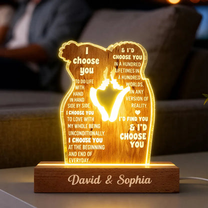 Personalized Block LED Light Plaque Couple Silhouette Quote Night Light for Bedroom - Unique Romantic Gift for Him or Her