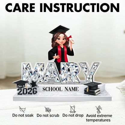 Personalized Shaped Acrylic Block Plaque Graduation Shelf Decor, Class of 2026 Name Display, Unique Gift for Grads