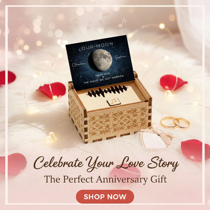 Personalized Moon Phase Wooden Music Box with Your Song, Starry Night Keepsake, Unique Romantic Gift for Couples