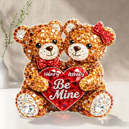 Cute Be Mine Teddy Bear Duo Acrylic Keychain, Personalized Love Charm for Keys or Bag, Sweet Romantic Gift for Couples