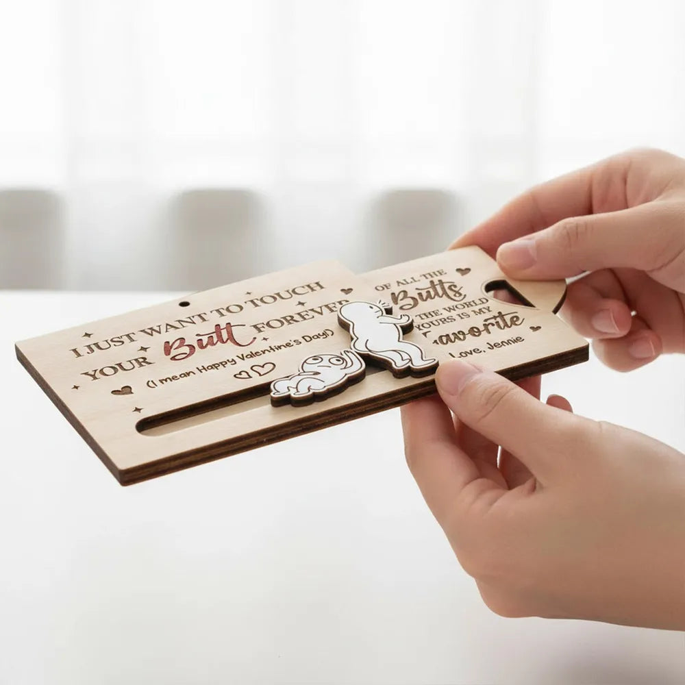 Personalized Wooden Sliding Ornament Funny Butt Quote for Couples - Unique Valentine's Day Gift for Him or Her