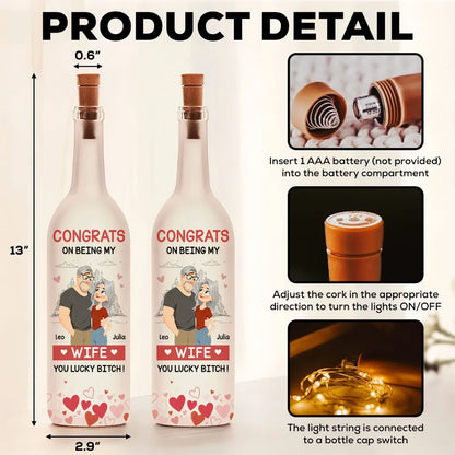 Personalized Bottle Lamp with Funny Girlfriend Cartoon, Warm Glow Bedroom Accent, Unique Gift for Girlfriend