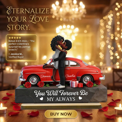 You Will Forever Be My Always Personalized 2-Layer Wooden Plaque Sweet Couple Kiss Scene Heartfelt Anniversary Gift