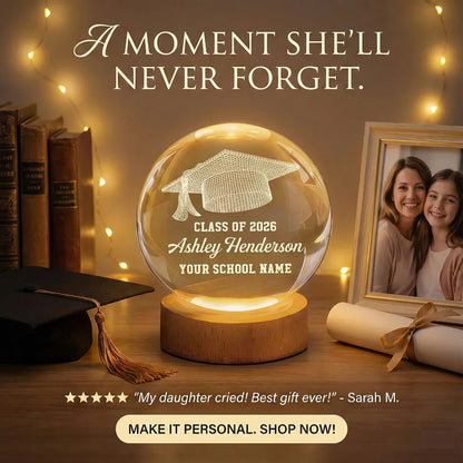 Class Of Graduation Globe Lamp Night Light, Personalized Warm Glow Desk Display, Thoughtful Gift for Grad